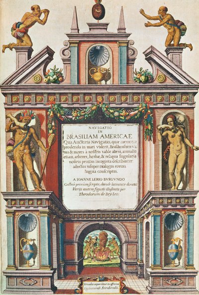Navigatio in Brasiliam Americae. Frontispiece by Theodore de Bry